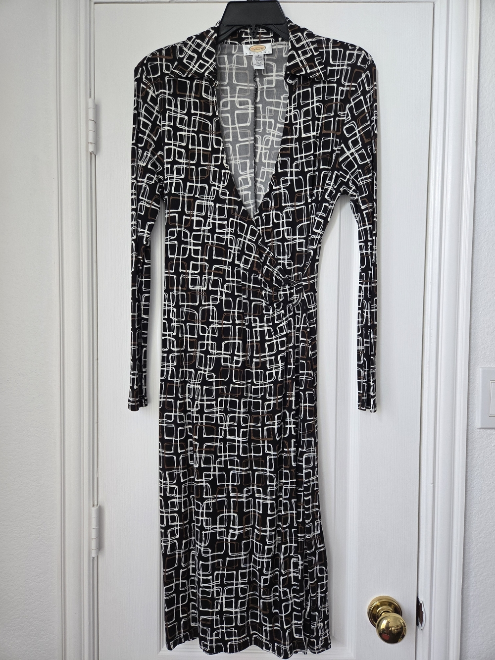 Talbots Vintage Long Sleeve Black & White Wrap Dress - Size 2P - NWT